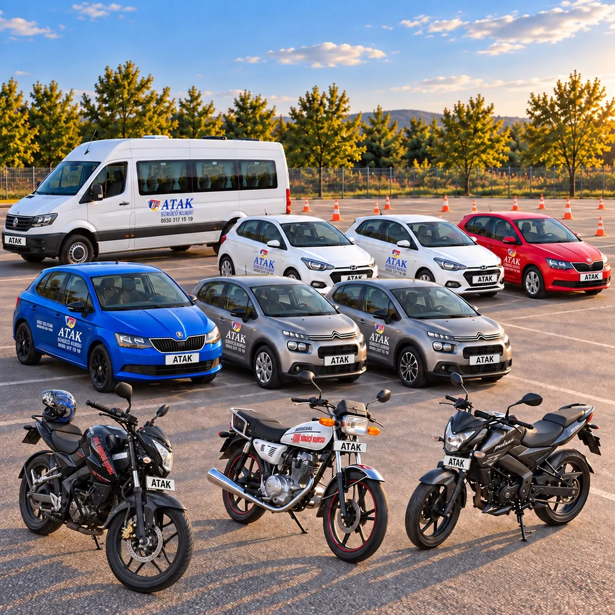 Esenyurt sürücü kursu Atak eğitim filosu: otomobiller, motosikletler ve eğitim aracı